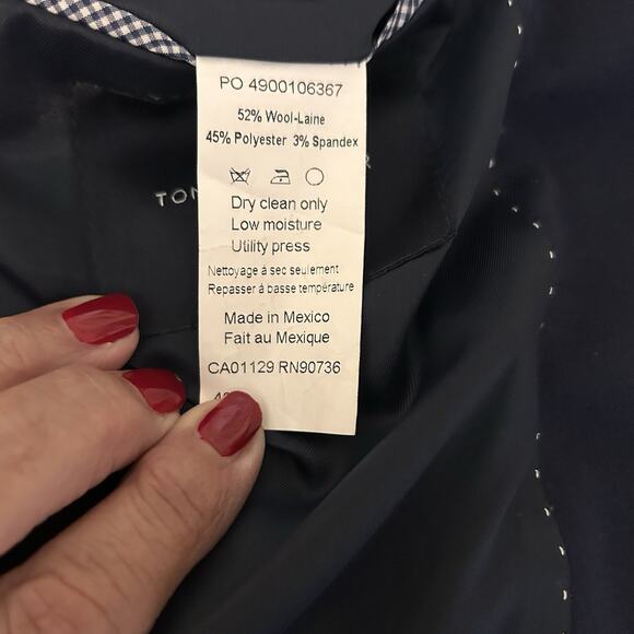 Tommy Hilfiger Men’s Two Button Blazer Blue Wool Blend Sport Coat Jacket Sz. 48L - Picture 13 of 13